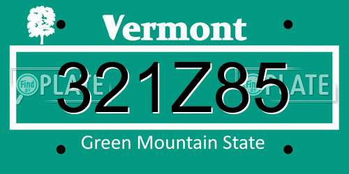 321Z85 Vermont License Plate