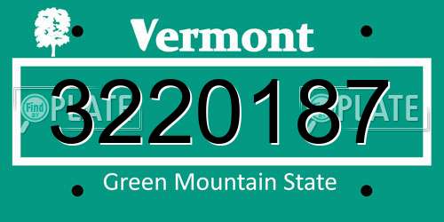 3220187 Vermont License Plate