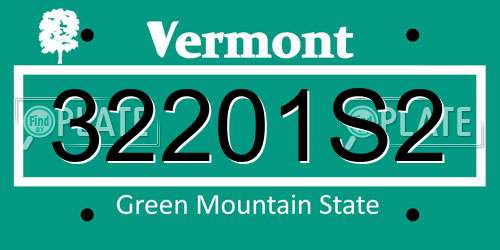 32201S2 Vermont License Plate