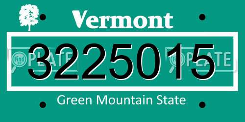 3225015 Vermont License Plate