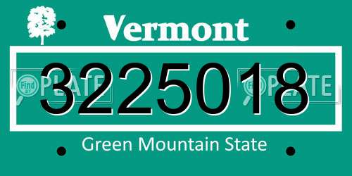 3225018 Vermont License Plate