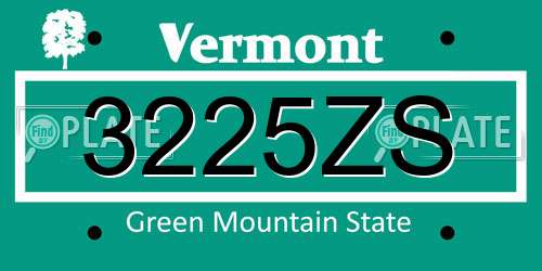 3225ZS Vermont License Plate