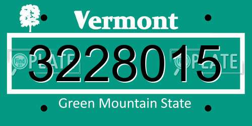 3228015 Vermont License Plate
