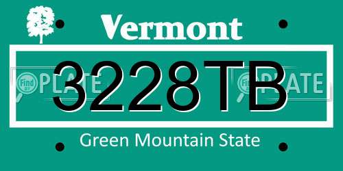 3228TB Vermont License Plate