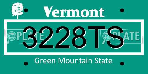 3228TS Vermont License Plate