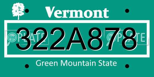 322A878 Vermont License Plate