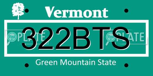322BTS Vermont License Plate