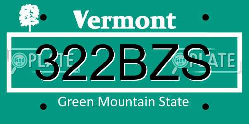 322BZS Vermont License Plate