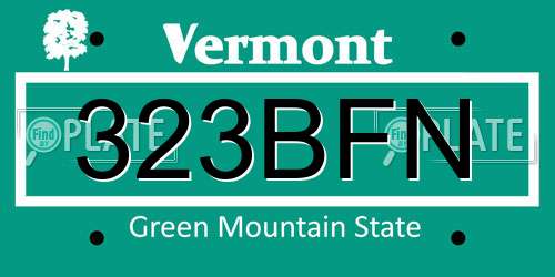 323BFN Vermont License Plate