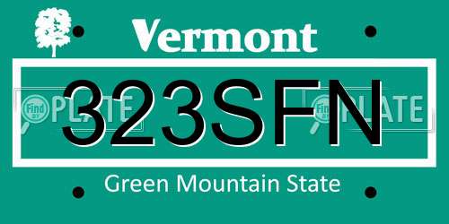 323SFN Vermont License Plate