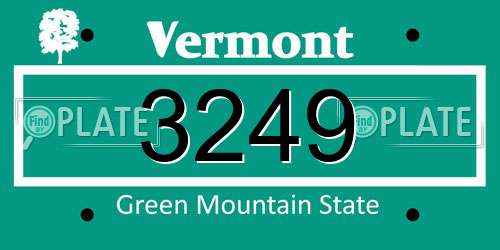 3249 Vermont License Plate