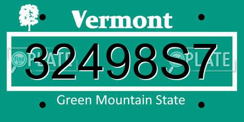 32498S7 Vermont License Plate