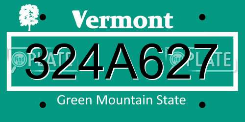 324A627 Vermont License Plate
