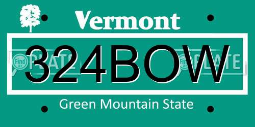 324BOW Vermont License Plate