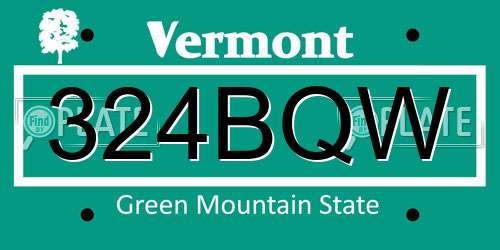 324BQW Vermont License Plate