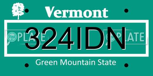 324IDN Vermont License Plate