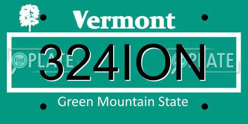 324ION Vermont License Plate
