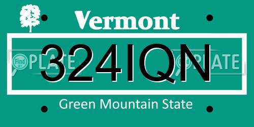 324IQN Vermont License Plate