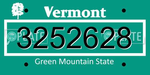 3252628 Vermont License Plate