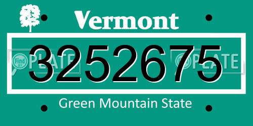 3252675 Vermont License Plate