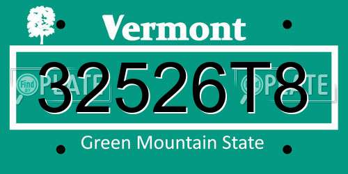 32526T8 Vermont License Plate
