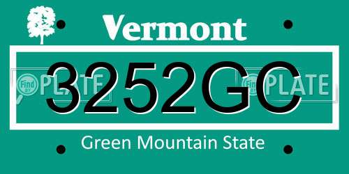 3252GC Vermont License Plate
