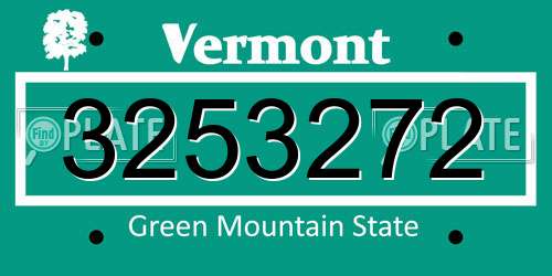 3253272 Vermont License Plate