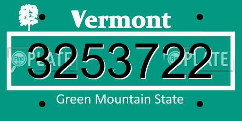 3253722 Vermont License Plate