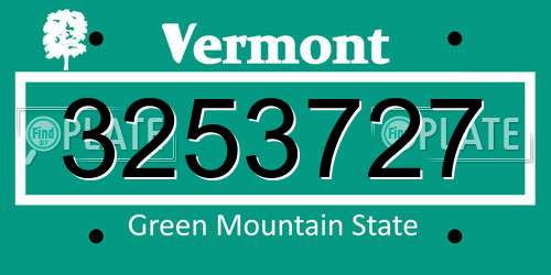3253727 Vermont License Plate