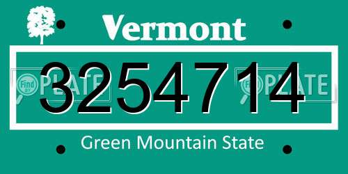 3254714 Vermont License Plate