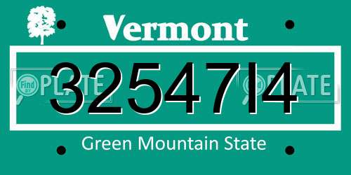 32547I4 Vermont License Plate