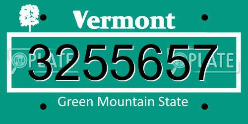 3255657 Vermont License Plate