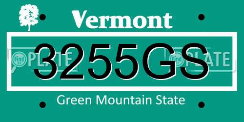 3255GS Vermont License Plate