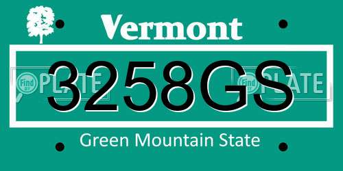 3258GS Vermont License Plate