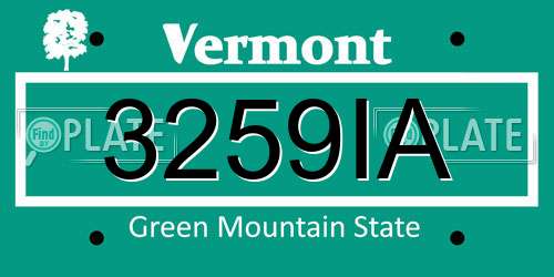 3259IA Vermont License Plate