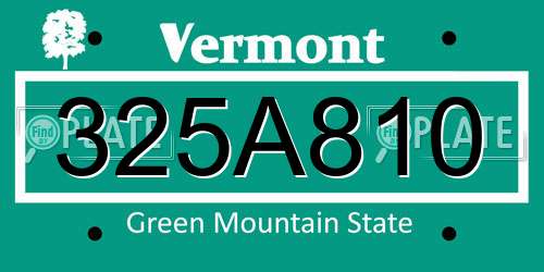 325A810 Vermont License Plate