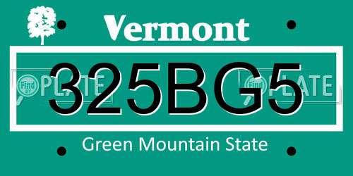 325BG5 Vermont License Plate
