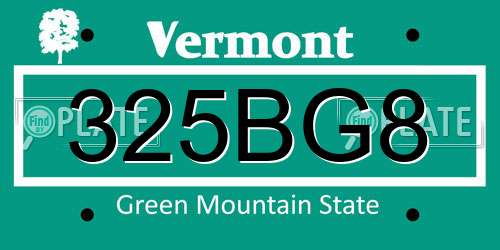 325BG8 Vermont License Plate