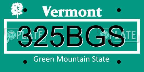 325BGS Vermont License Plate