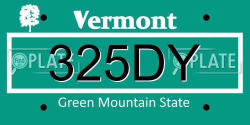 325DY Vermont License Plate