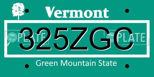325ZGC Vermont License Plate
