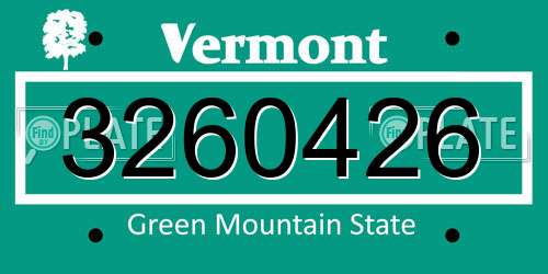 3260426 Vermont License Plate