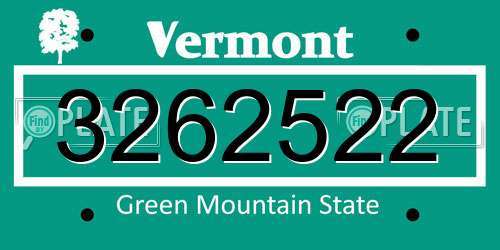 3262522 Vermont License Plate