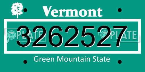 3262527 Vermont License Plate