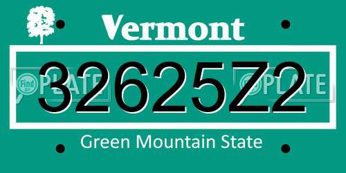 32625Z2 Vermont License Plate