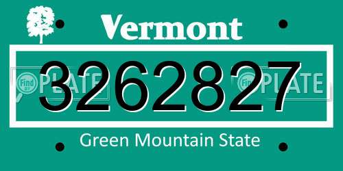3262827 Vermont License Plate