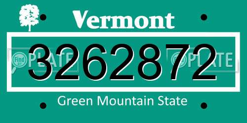 3262872 Vermont License Plate