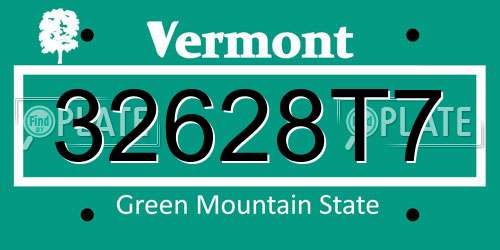 32628T7 Vermont License Plate