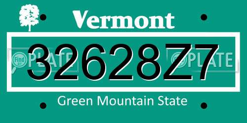 32628Z7 Vermont License Plate