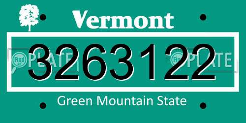 3263122 Vermont License Plate